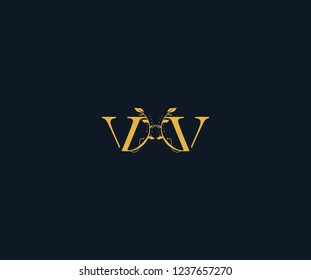 Initial VV Letter Linked Swoosh Half Round Leaf Monogram Logotype