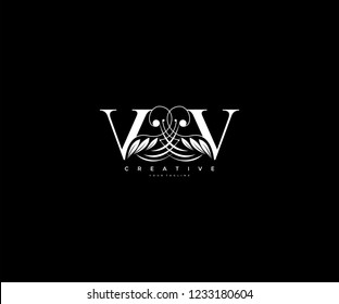 Initial VV letter luxury beauty flourishes ornament monogram logo