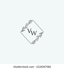 Ilustración de plantilla floral de diseño elegante de diseño de diseño de belleza VW inicial