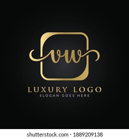 Plantilla de vectores de tipografía moderna con el logotipo de la carta VW inicial. Vector con logotipo VW de carta de lujo creativa.