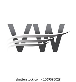 Initial VW wing logo, grey color vector logotype, logo for company name business and company identity.
