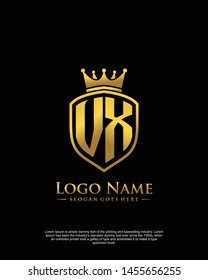 initial VX letter with shield style logo template vector