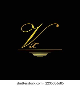Initial VX logo signature elegant gold element