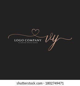 Initial VY beauty monogram and elegant logo design, handwriting logo of initial signature, wedding, fashion, floral and botanical with creative template.