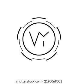 Initial VY Letter Logo with Circular Design and Round Frame Vector Illustration