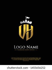 initial VY letter with shield style logo template vector