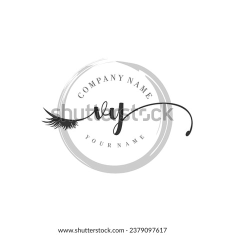 Initial VY monogram eye and eyelash handwriting