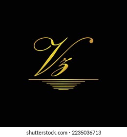 Initial VZ logo signature elegant gold element