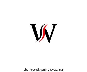 Initial w abstract logo, line, flying, handwriting