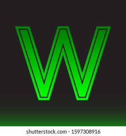 Initial W Abstract Minimal Premium Light Green Gradient Logo Icon Black Background Isolated