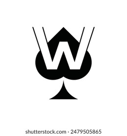 Initial W Ace Spade Game Casino Simple Modern Icon Design Logo