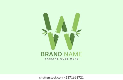 Initial W alphabet with bamboo leaf. eco-friendly logo concept. Letter W alphabet symbol for business and company identity