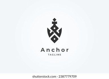 Initial W Anchor logo design. letter W with anchor combination. flat design logo template. vector illustration