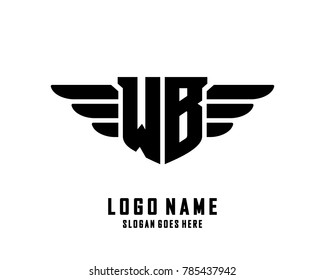 Initial W & B wing logo template vector
