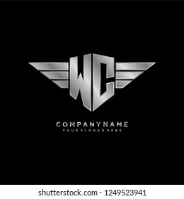 Initial W C wing logo template vector