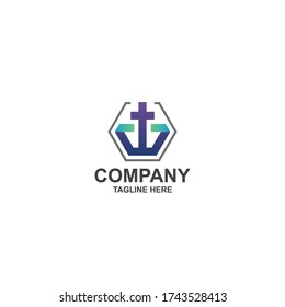 initial w with church logo design vector