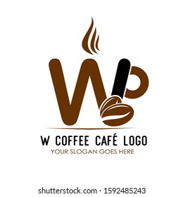 Initial W Coffee Cafe Equipment Simple and Minimalist Logo Template on White Background
