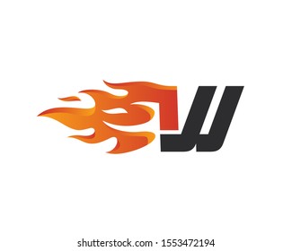 initial W flame letter logo design vector, fire logo lettering design concept