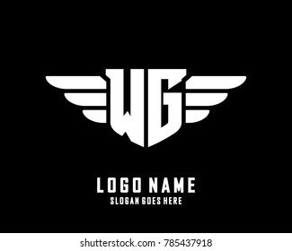 Initial W & G wing logo template vector