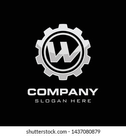 Initial W gear logo template vector illustration
