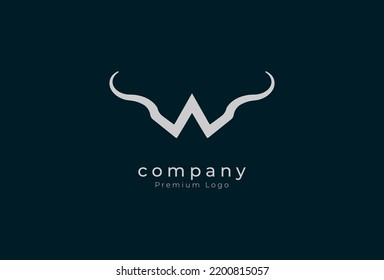 Initial W horn Logo, minimalist letter W with horn design logo, vector illustration