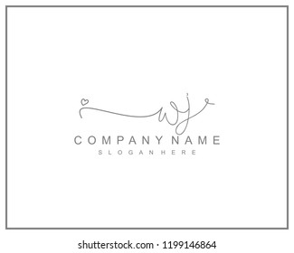 Initial W J handwriting logo template vector