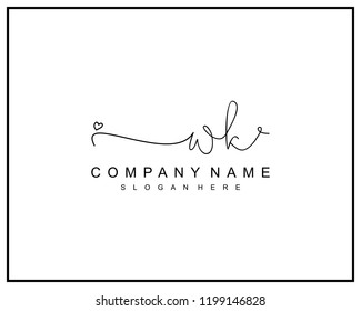 Initial W K handwriting logo template vector