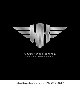 Initial W K wing logo template vector