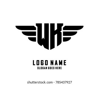 Initial W & K wing logo template vector