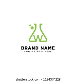 initial W laboratory / experiment / Science /molecule / biology logo inspiration vector template 