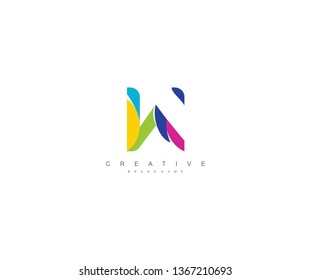 Initial W letter abstract modern colorful liquid minimalist logo