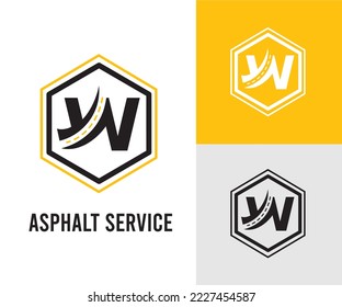 Letra W inicial con asfalto y símbolo de pavimentación para el logotipo de asfalto y la plantilla de diseño de negocio de transporte