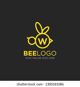 initial w letter bee logo vector illustration design template