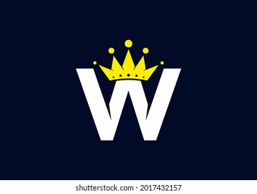 Initial W letter with crown design