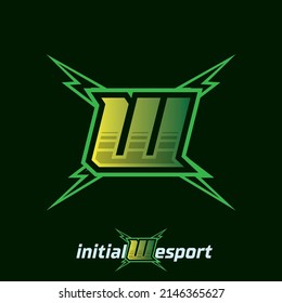 Initial W letter esport logo illustration, esport mascot gamer team work design, streamer logo