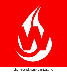 Initial W letter fire logo, Vector design.