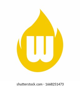 Initial W letter fire logo, Vector design.