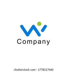 initial W letter and human success vector illustration