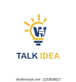 Initial W Letter with Light Bulb and Chat Icon for Innovative Technology Company Logo Idea Template