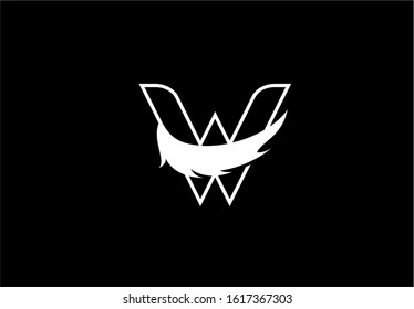 Initial W letter linked swoosh angel wing beauty monogram logo