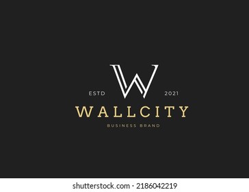 Plantilla de diseño del logotipo de la letra W inicial, estilo vintage, ilustraciones vectoriales