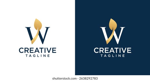 Initial W letter logo and leaf symbol. Leaf design elements, Initial W letter logo icon, Initial Logo Template