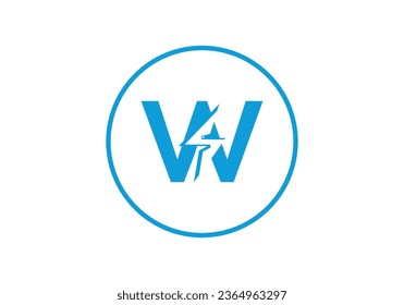 Initial W letter logo with power icon
