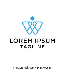 initial W letter logo template with human design,vector logo for business corporate, element , Abstract, fitness, health, coach, illustration design