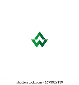 initial A W letter logo triangle design