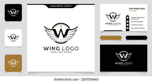 Logo und Flügelsymbol des ersten W-Buchstabens. Wings-Design-Element, erstes Logo Wings W-Symbol