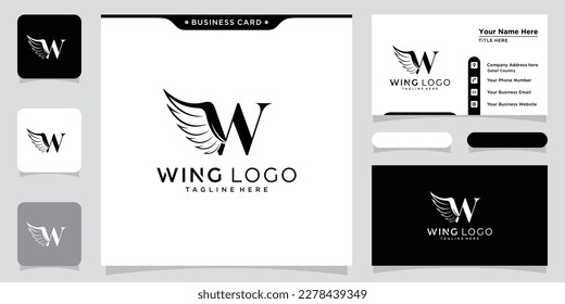 Initial W letter logo and wings symbol. Wings design element, initial logo Wings W icon