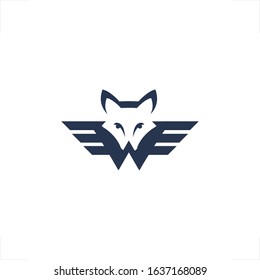 initial W letter logo wolf design