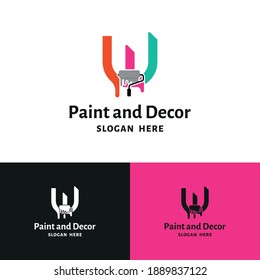 Initial W letter for painting, renovation, repair, decoration service company logo vector concept