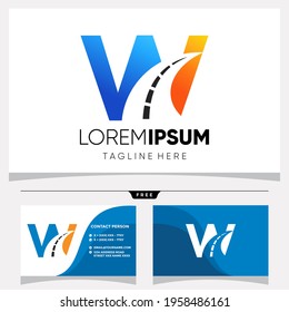 Gráfico vectorial de diseño del logotipo de la ruta de la carta W inicial